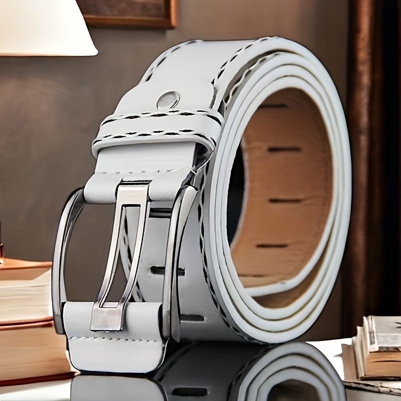 E-shop Vintage Unisex-Gürtel, Doppellinien-Nadel-Schnalle Herrengürtel, Vielseitig Stilvoll, Casual Bequem, Für Viele Anlässe Geeignet