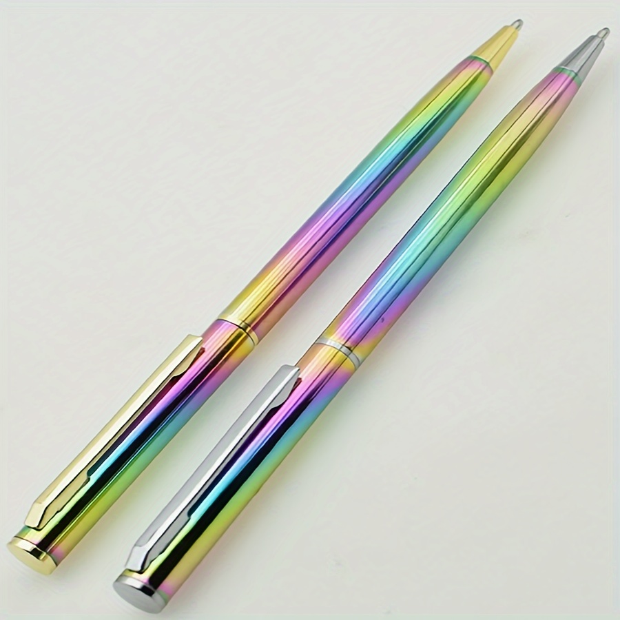 

2/3pièces Stylos à bille rétractables colorés métalliques avec clip de poche, , pointe de 0,7 mm, flux lisse de qualité supérieure, papeterie de bureau, fournitures scolaires