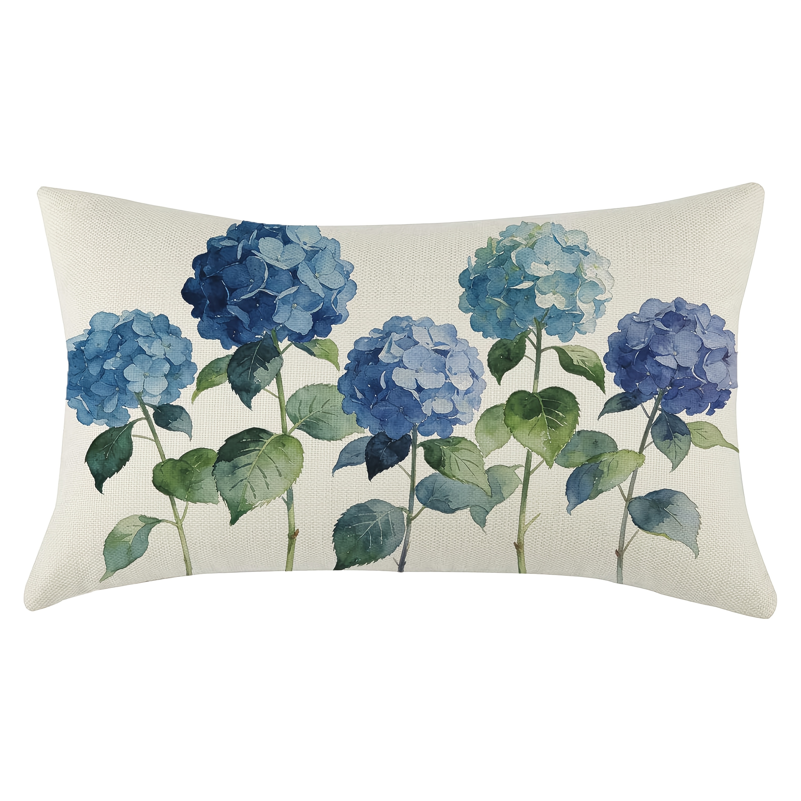 TEMU Housse de coussin 1 pièce vintage à motif d'hortensia aquarelle - Taie d'oreiller florale à une face pour canapé, lit, chaise, fermeture éclair