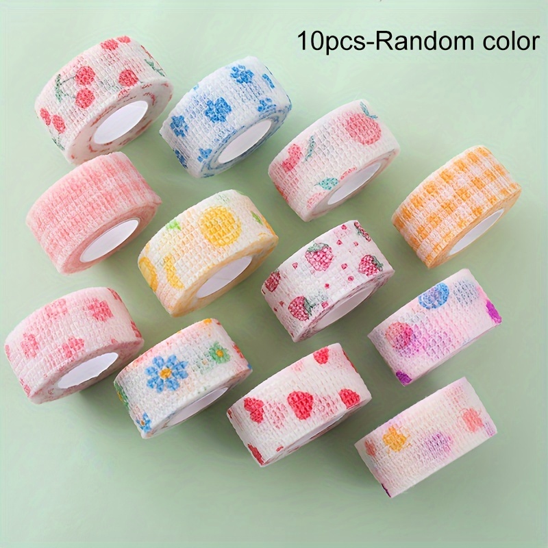 Image of 10 Rolls 2m Finger Bandage Random Colors Self-adhesive Breathable Sports Tape Non-woven