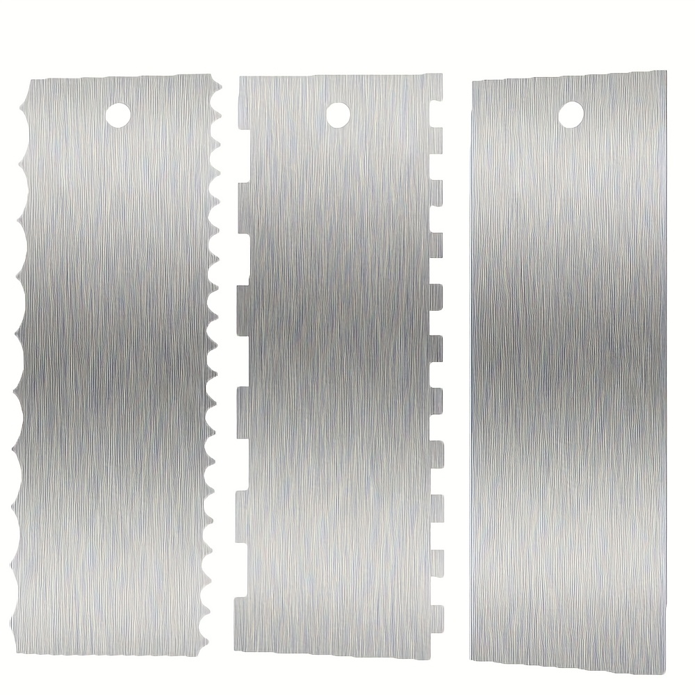 3pcs Stainless Steel Cake Scraper 22cm Large Double Sided Patterned Edge Stripe Edge Smoother Scraper Cake Decorating Comb Pastry Cutter For Butter Mousse Cream Decoration