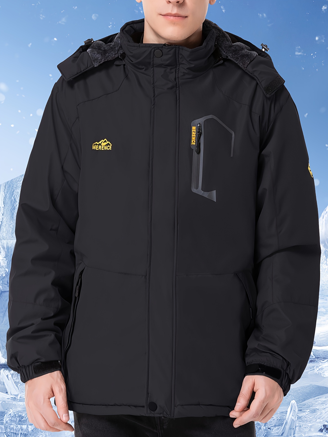Chaqueta larga con capucha para hombre, resistente al viento, gruesa y  cálida, abrigo de esquí de nieve para hombre, bolsillos casuales para