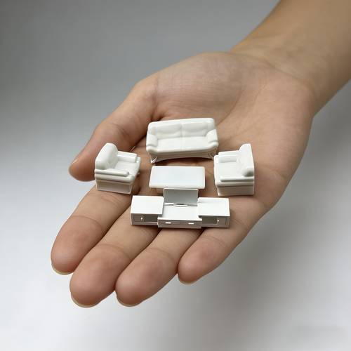 5pcs miniature furniture set white plastic 1 50 scale sofa coffee table tv cabinet model suitable for miniature scene construction suitable for miniature model enthusiasts micro landscape creators handmade enthusiasts