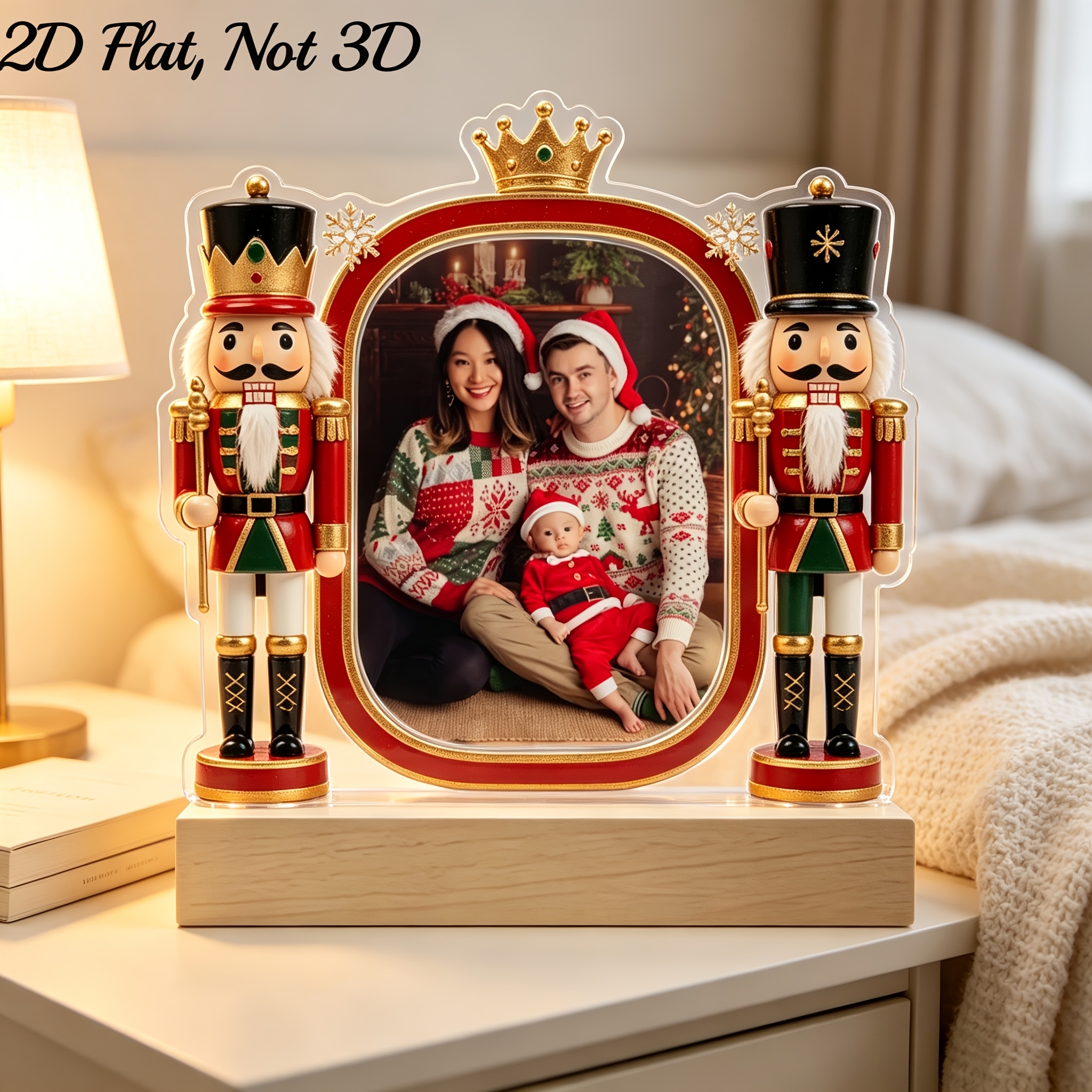 TEMU Support photo de bureau personnalisé en acrylique plat 2D - de Noël - Cadre photo , idéal pour offrir à , , les collègues, les couples, les