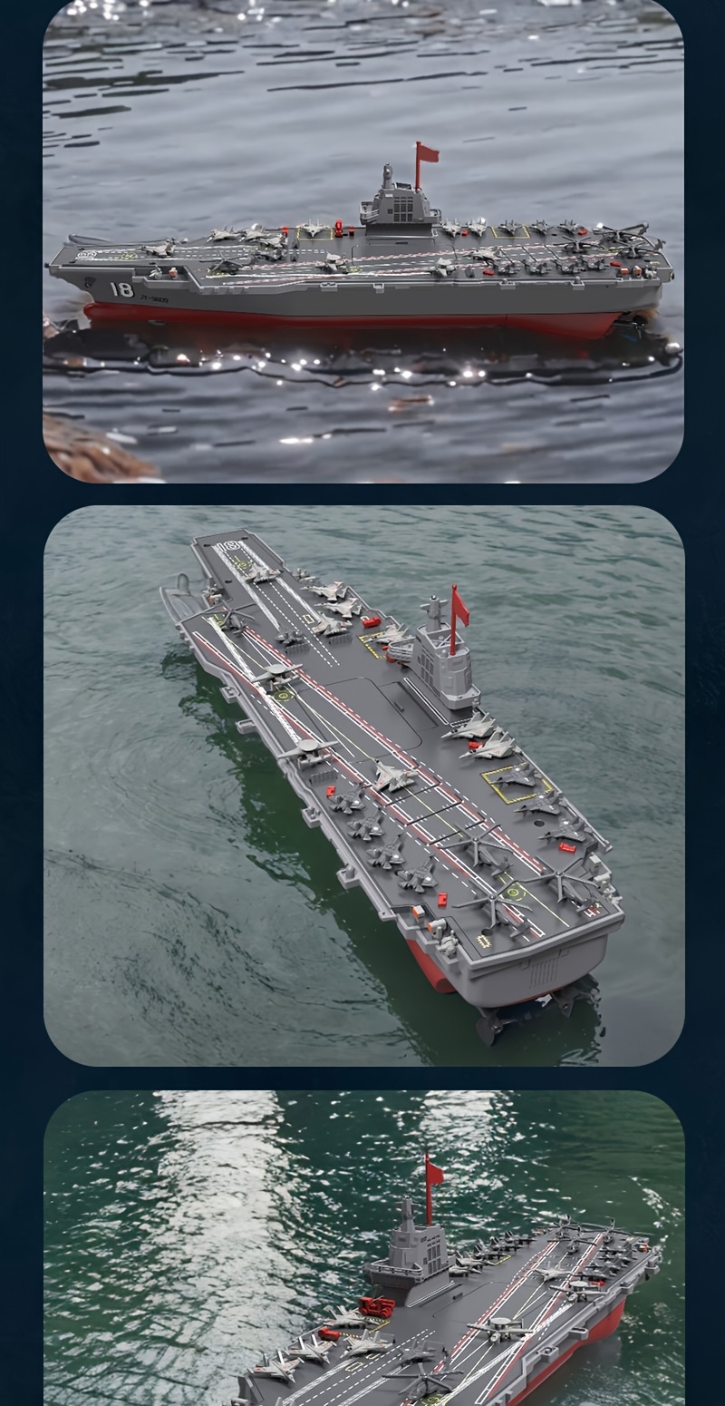 2025 1:48 RC Tactical Carrier Ship - Water-Activated Control with Modular Assembly System & Auto-Sensing Tech, Smart Battery Alert & Interchangeable Parts for Pool/Lake Battles