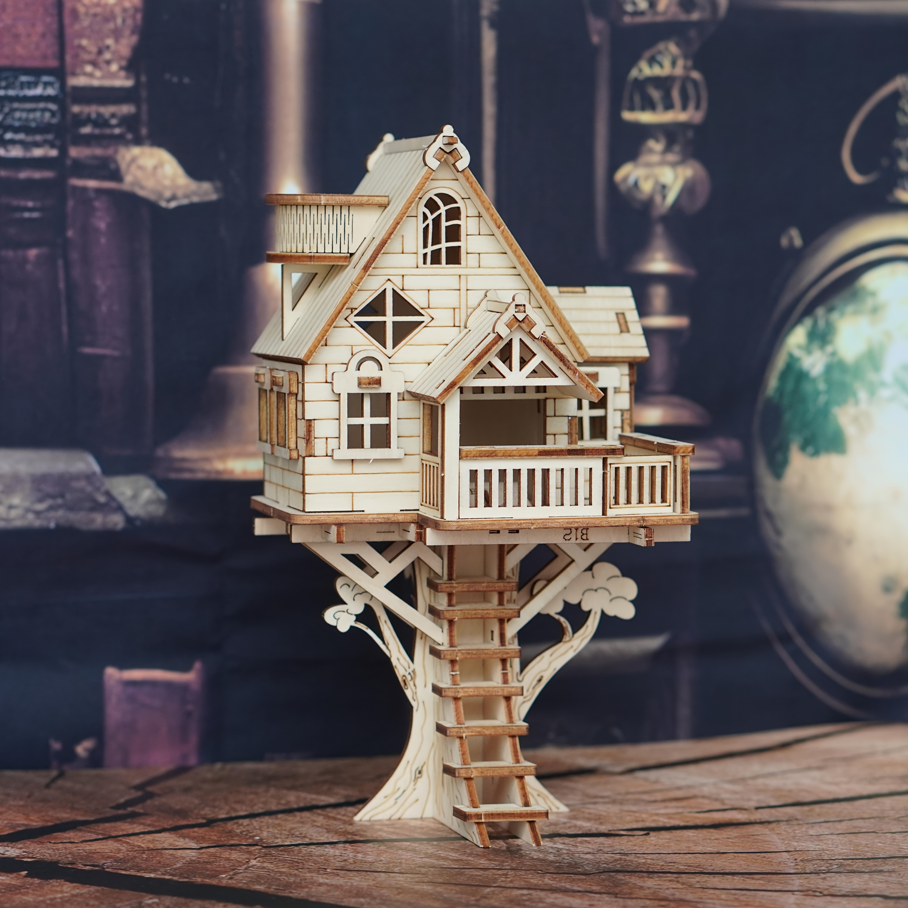 TEMU 3d Wooden Tree House Puzzle Model Kit, Wooden Assembled Model Toy, Handmade Diy Assembled Building Model, Suitable For Christmas And Halloween