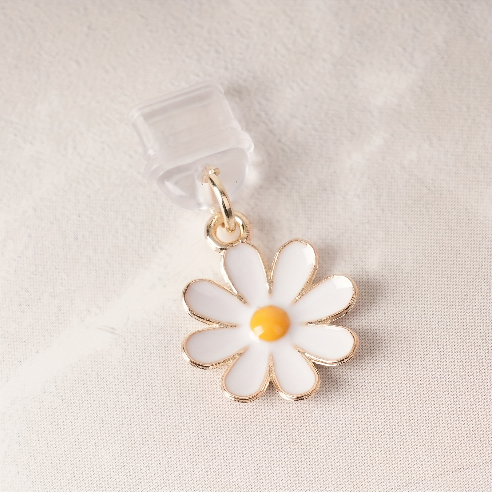 TEMU 1pc Of Beautifully Designed Daisy-shaped For Dust Plug For Mobile Phones - Made Of Alloy, It Serves As A For Dust Barrier, A Decoration For Your