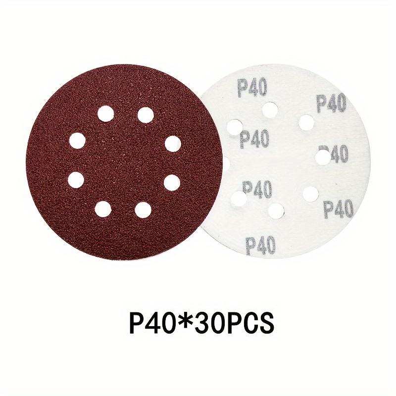 E-shop 30/60 Stück Premium Klettverschluss-Schleifscheiben - Langlebiges Schleif- & Polierwerkzeug für Holz-, Metall- und Auto-Projekte, 125mm, 8