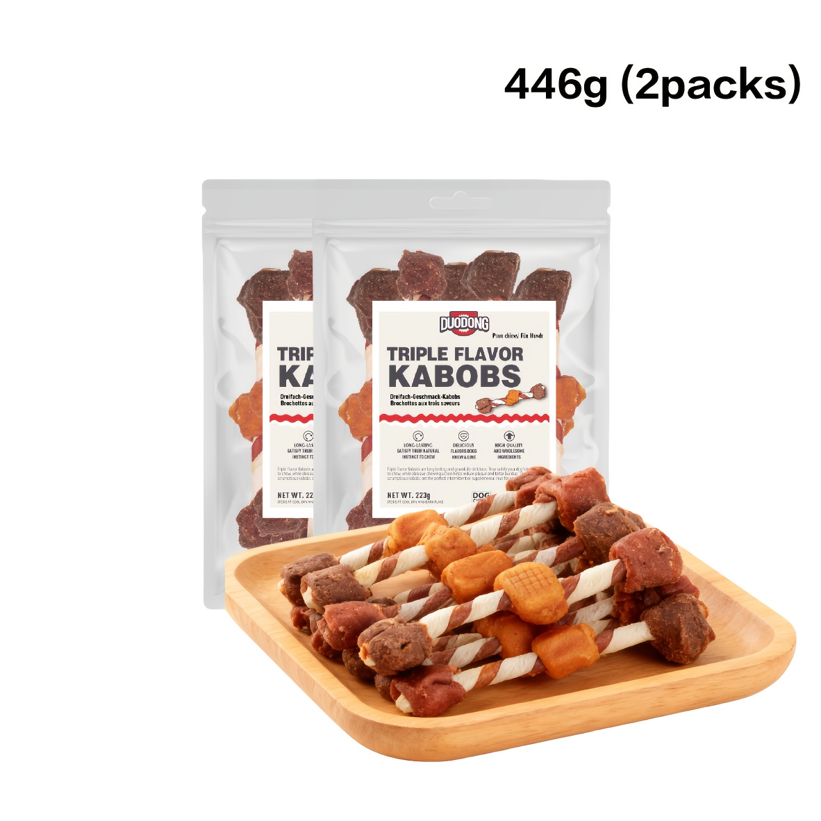 E-shop Natürliche Getreidefreie Hundekau-Sticks - Dreifach- -Leckerlis mit Huhn, Leber & Rindfleisch, Proteinreiche Zahnpflege-Snacks für Alle