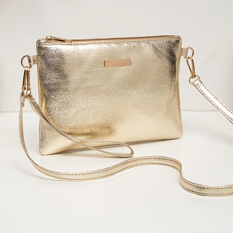 E-shop Eine stilvolle und minimalistische goldene Pailletten-Crossbody-Tasche, als hochwertige, einfarbige Make-up-Tasche