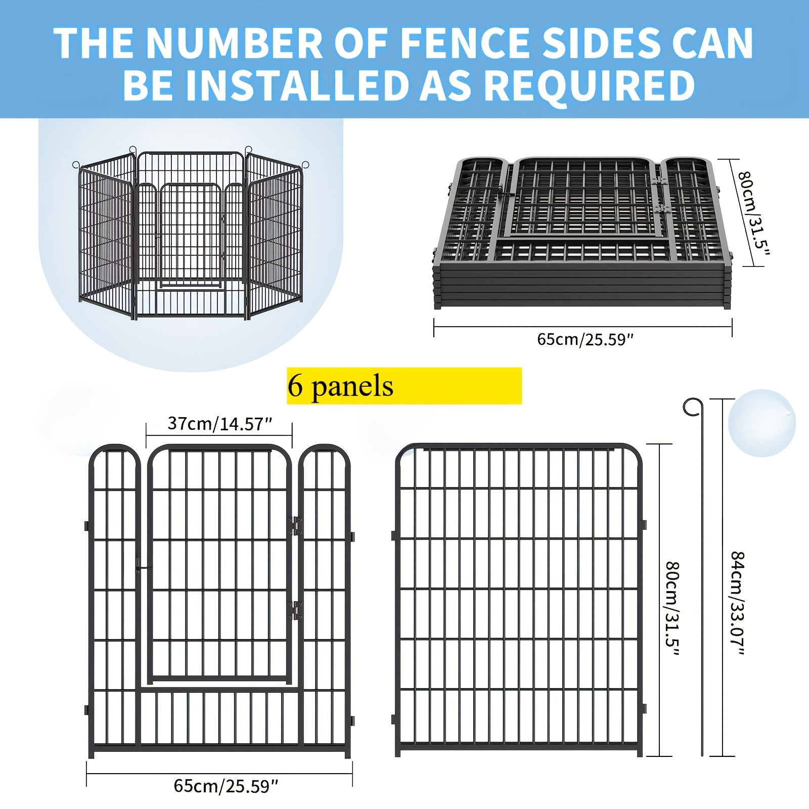 Playpen Collapsible Dog Fence Dog Fence With Gate And Garden Ground Anchor, , Flexible And Collapsible