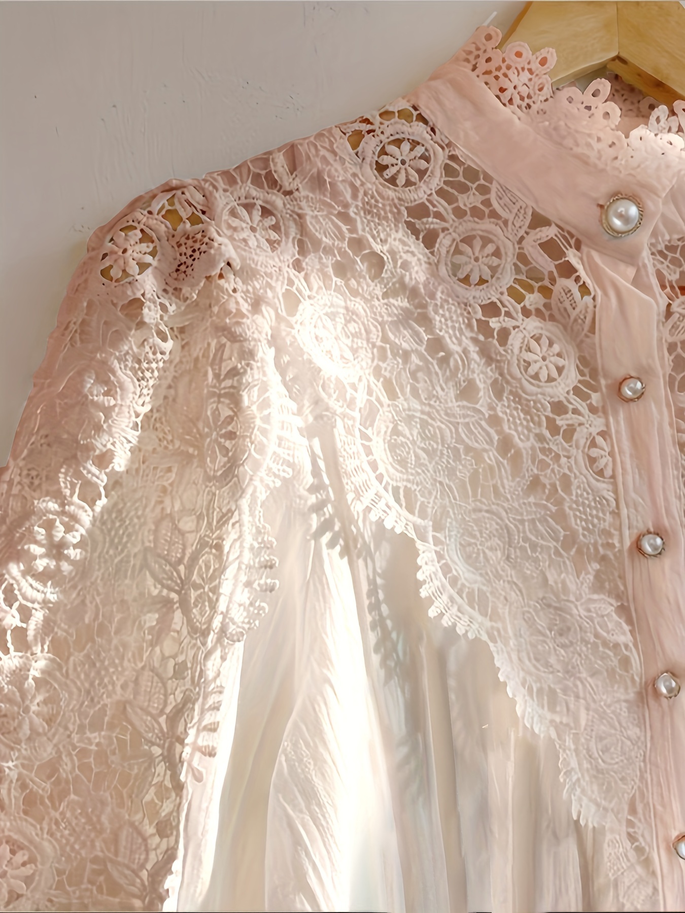 elegant victorian inspired lace blouse pearl button details