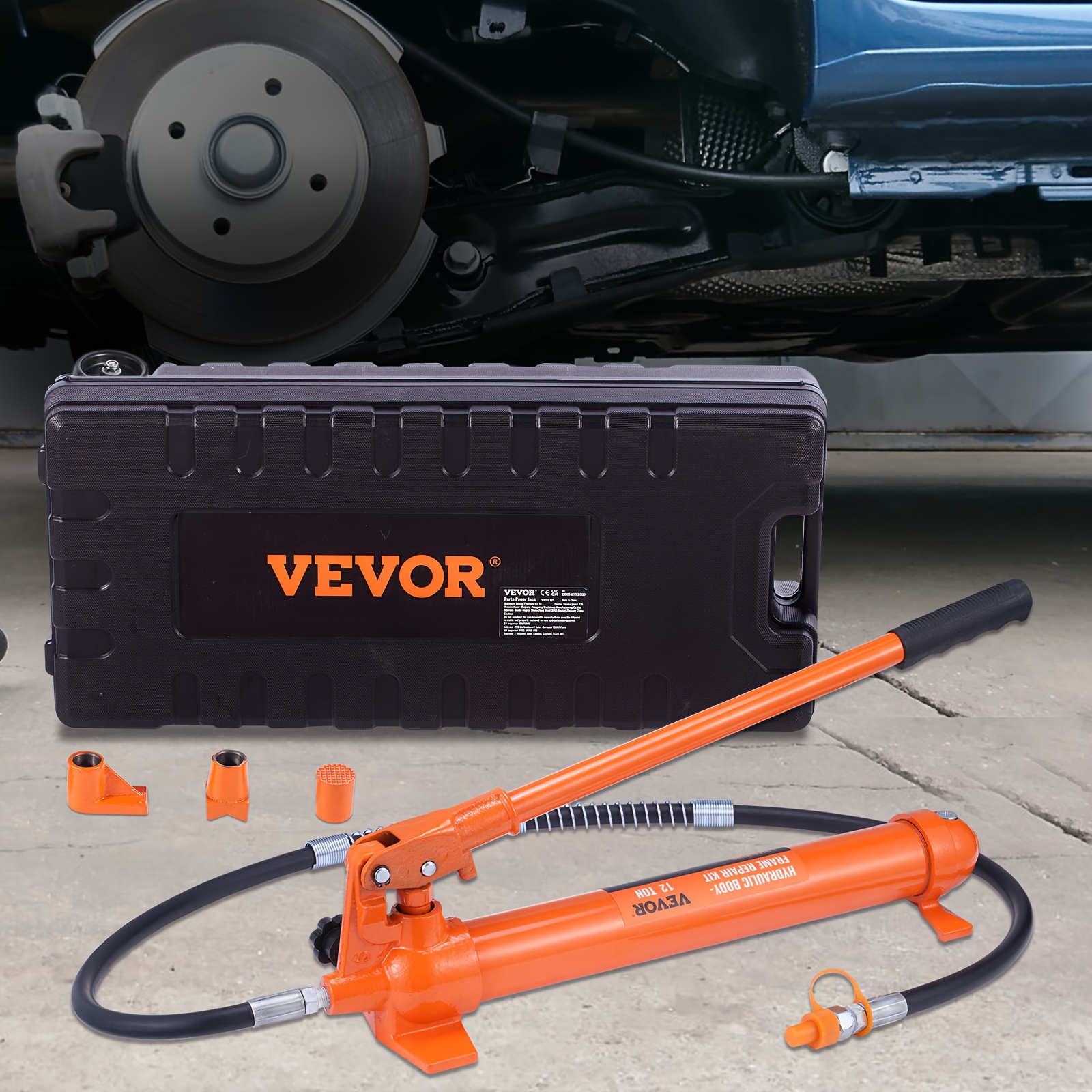 

Vevor 12 Ton Porta Power Kit, Hydraulic Ram With Pump With 4.6 Ft/1.4 M Oil Hose, Portable Hydraulic Jack With Storage Case For Automotive, Garage, Farm, Mechanic (26455 Lbs)