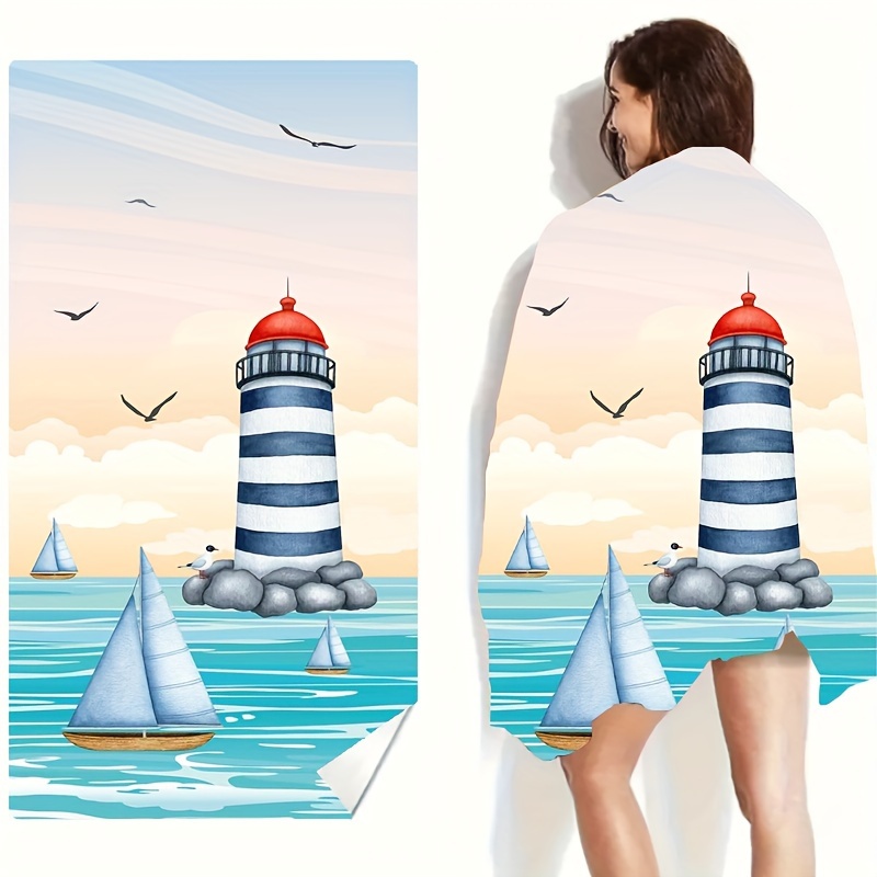 

1pc Printed Towel, Towel, 62 "x31", For Men And Women, Accessories,