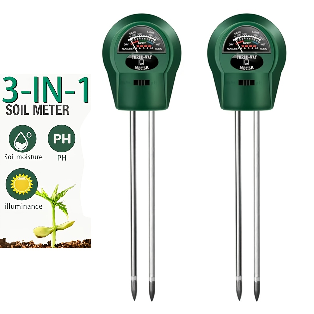TEMU 2pcs 3-in-1 Multifunctional Plant Moisture Humidity Monitor, Soil Ph Meter Acidity Tester, Soil Light 3-in-1 Soil Tester, No Battery Required,