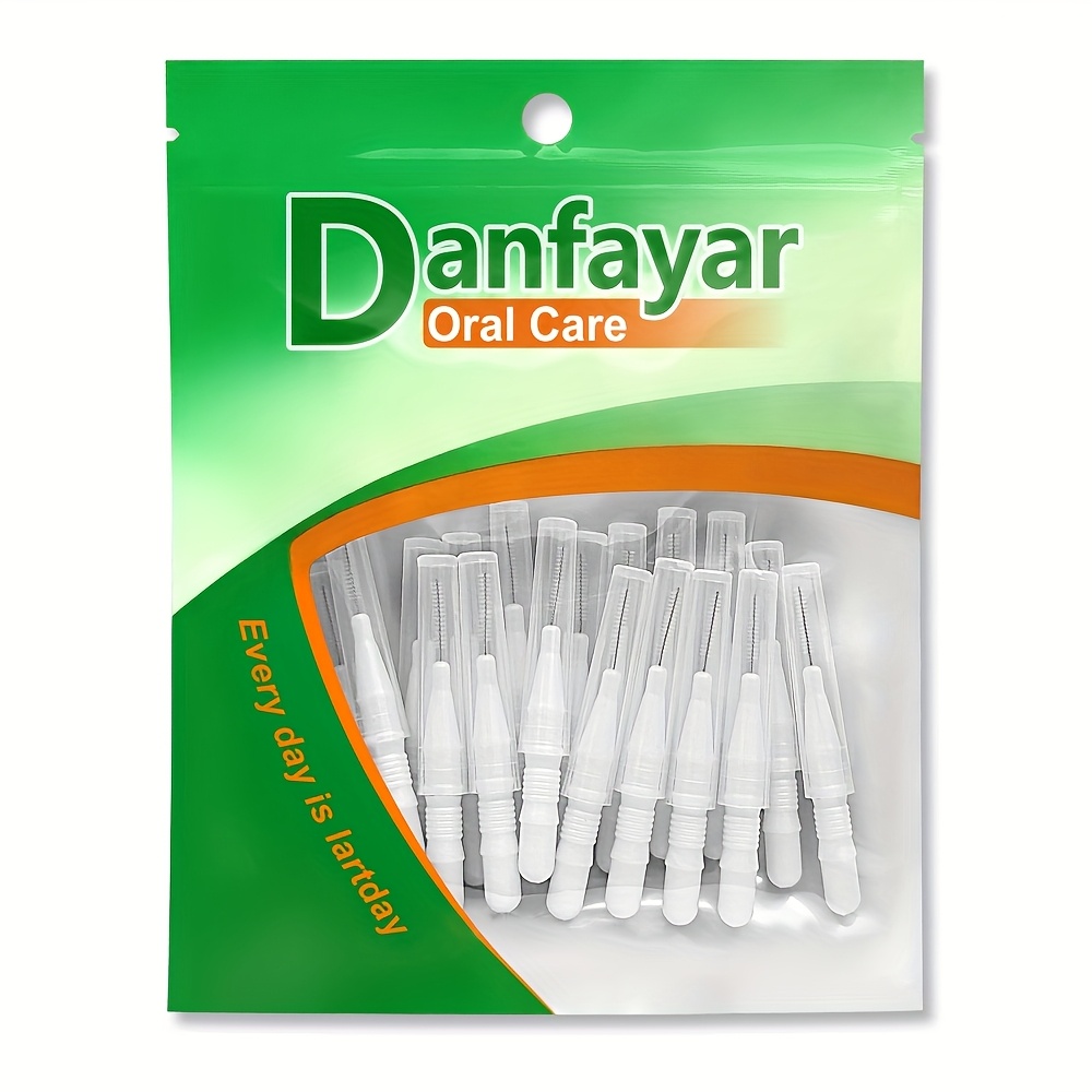 Image of Danfayar 24-pack Interdental Brushes For Cleaning Between Teeth And Braces, Disposable Toothpick Brushes, Interdental Cleaners