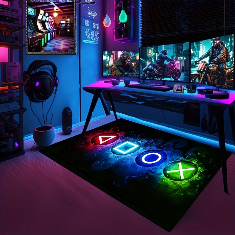 

Gaming Controller Printed Area Rug: Suitable For Home Decor, Office, Living Room, Bedroom, Game Room, Study Room, Indoor/outdoor Entrance, Table/chair Non-slip Mat - 1.1cm Thick, 100% Polyester