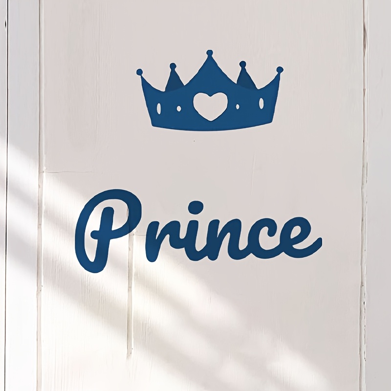 Image of Creative Blue-themed Letter Crown Decorative Stickers For Doors, Suitable For Decorating Living Rooms, Bedrooms, Studies, Kitchens, And Dining Rooms. Self-adhesive, Removable Pvc Wall Art