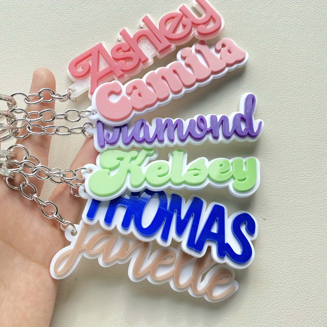

Custom Acrylic Name Keychains With Glitter, Colorful Custom Letter Key Rings, Diy Text & Date Options, Special Occasion Gifts