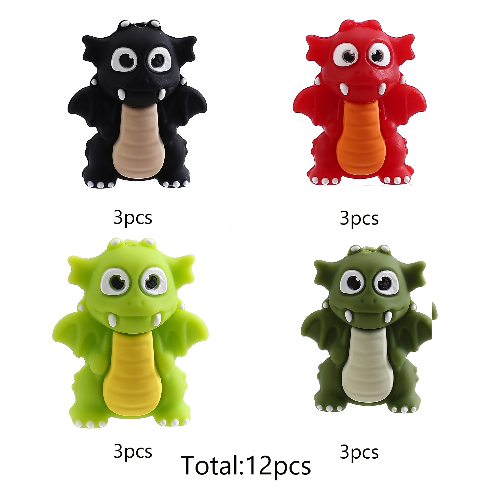 TEMU A Set Of 12 Silicone Beads Shaped Like Dinosaurs, Perfect For Decorating Pens, Phone Lanyards, And Making Personalized Gifts