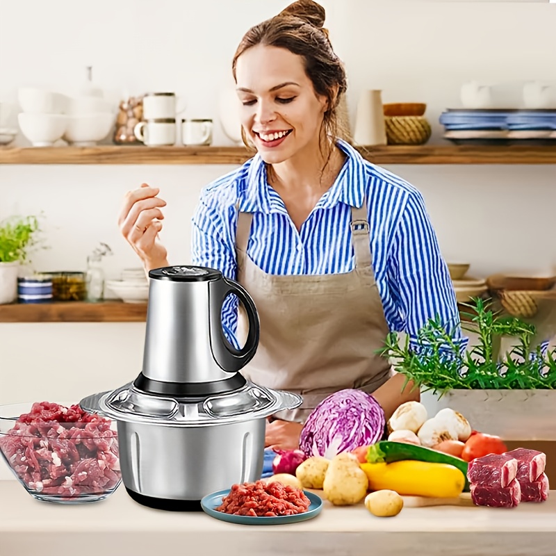 dual bowl blades electric meat grinder 101 45oz   food processor multifunctional kitchen tool for chopping veggies nuts onions grinding meat salads garlic press mashing dough manual meat grinder meat grinder heavy duty grinder for kitchen stainless steel meat grinder meat grinder blade vegetable chopper dough maker     blades sturdy construction professional chefs meal preppers Product details 4