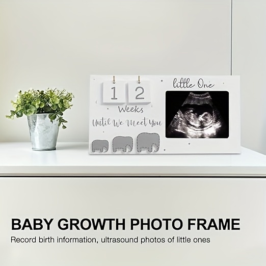   milestone ultrasound photo frame wooden keepsake for pregnancy announcement   memories   display stand details 6