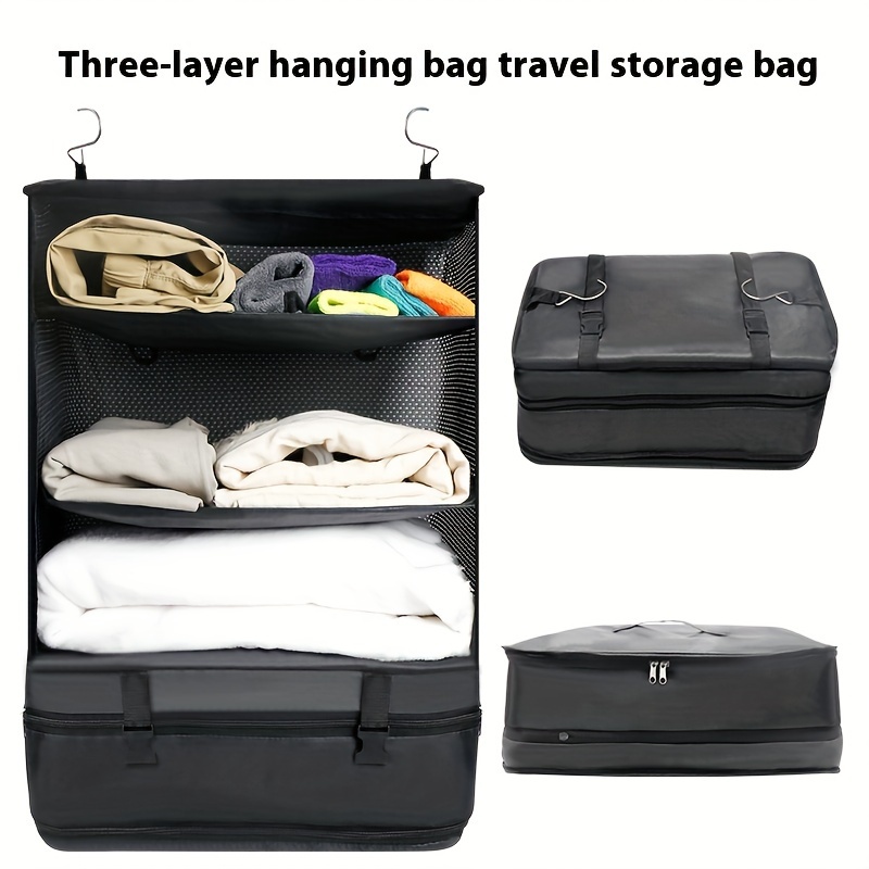 

1pc Travel Storage Bag Multi Functional Clothing Travel Storage Three-layer Hanging Bag Travel Storage Bag