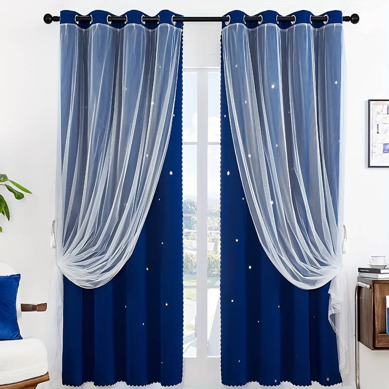 FMFUNCTEX Tende Oscuranti 100% Motivo Floreale Bianco E Nero – 2 Pannelli 127x244 Cm Per Camera Da Letto E Soggiorno