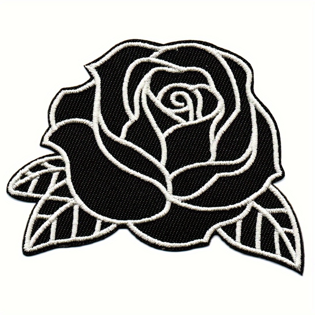 

Black Rose Embroidered Patch With Leaves, Polyester Applique For Diy Clothing Accessory, Hip Punk Rock Cartoon Iron-on/sew-on Badge For Jackets, Jeans, Bags, And Fashion Embellishments