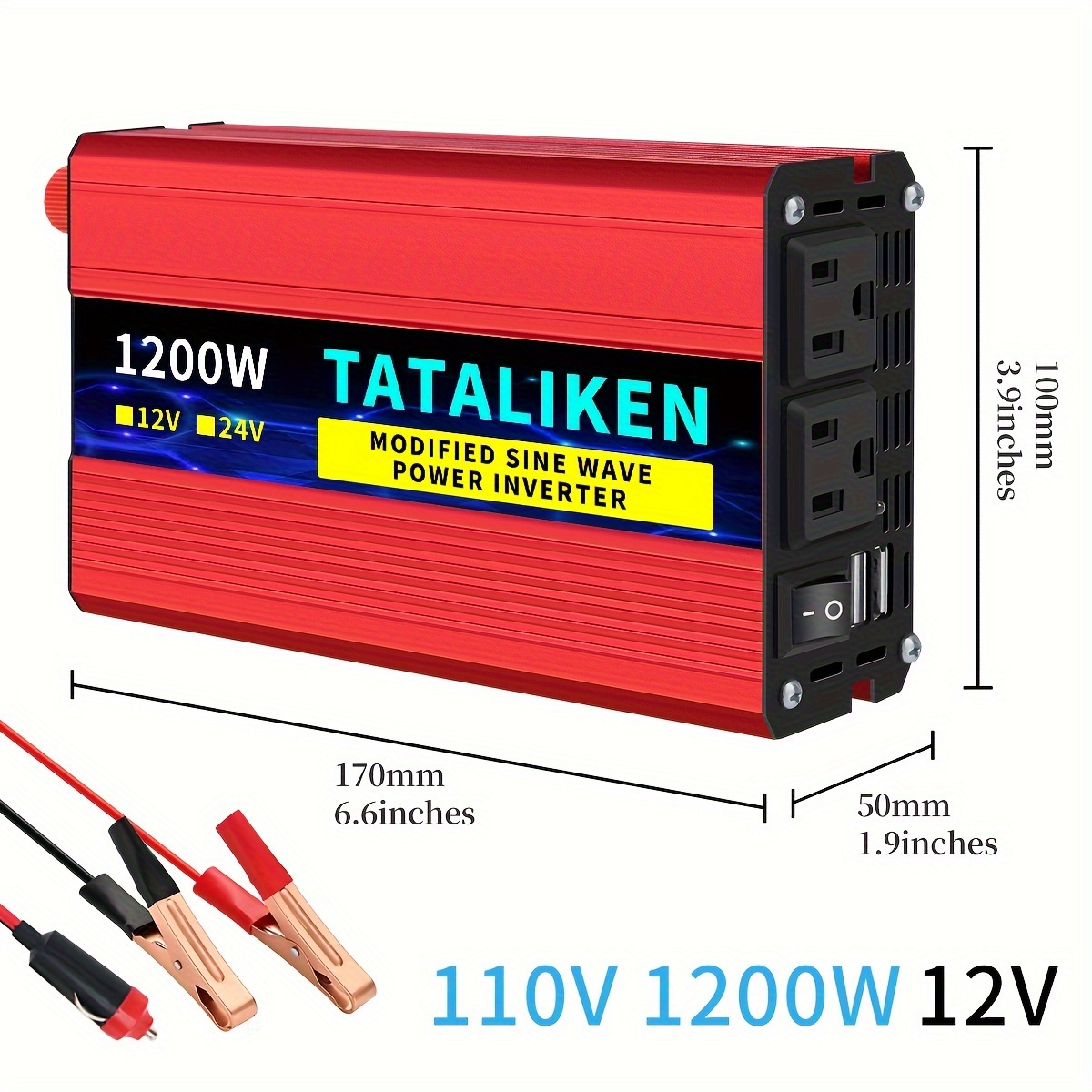 TEMU Car Power Inverter Charger Converter 1200w Automotive Power Converter 12v To Ac 110v Automotive Power Converter Inverter For Mobile Phones, Laptops And Other Devices
