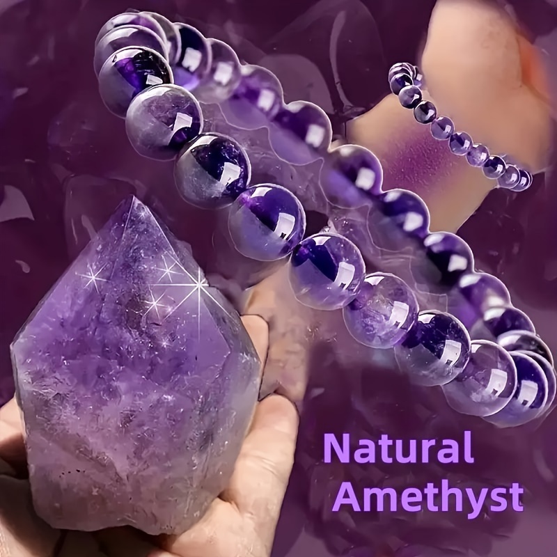 

1pc Natural Amethyst Bracelet, Women's/men's Bracelet, Holiday Crystal Gift