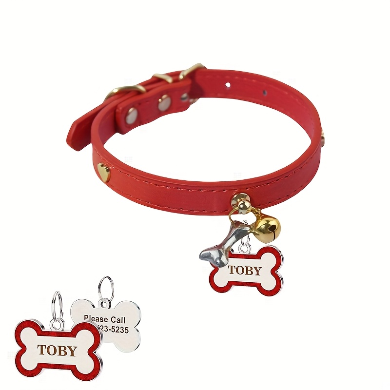 TEMU [custom] 1pc Summer New Personalized Engraved Pet Collar - With Safety Adjustable Strap And Engravable Id Tag - Soft Faux -resistant, (pink,