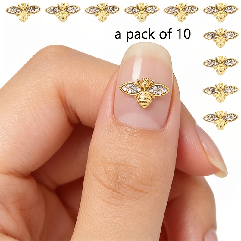 TEMU 10pcs Set, Nail Art Rhinestone Accessories, Choose Between White And Ab Rhinestones Colors, Exquisite Nail Decorations