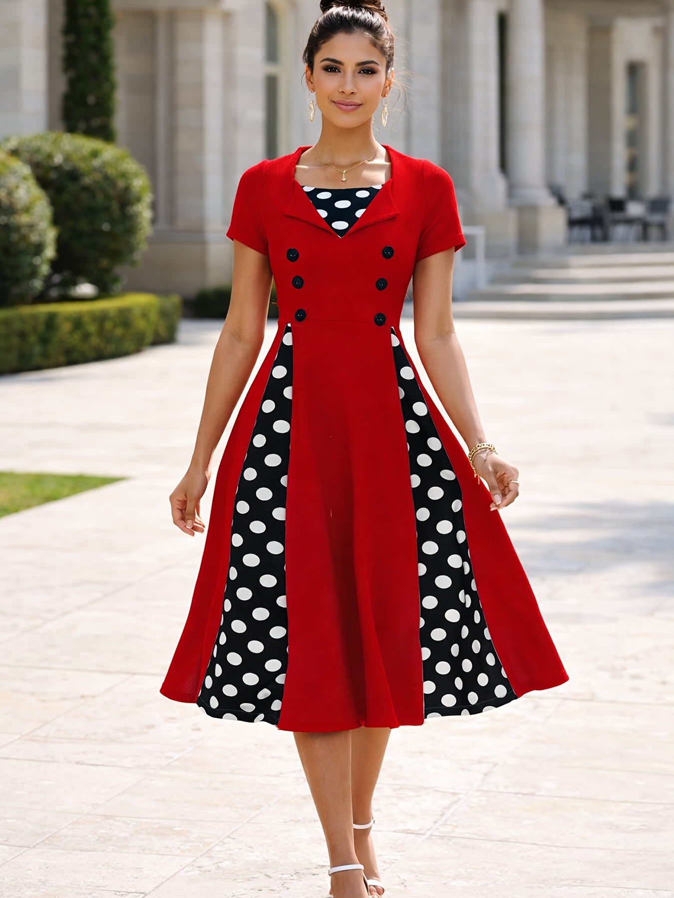 white christmas dresses Polomia Polka Dot Maxi Medium / Ecru + Black
