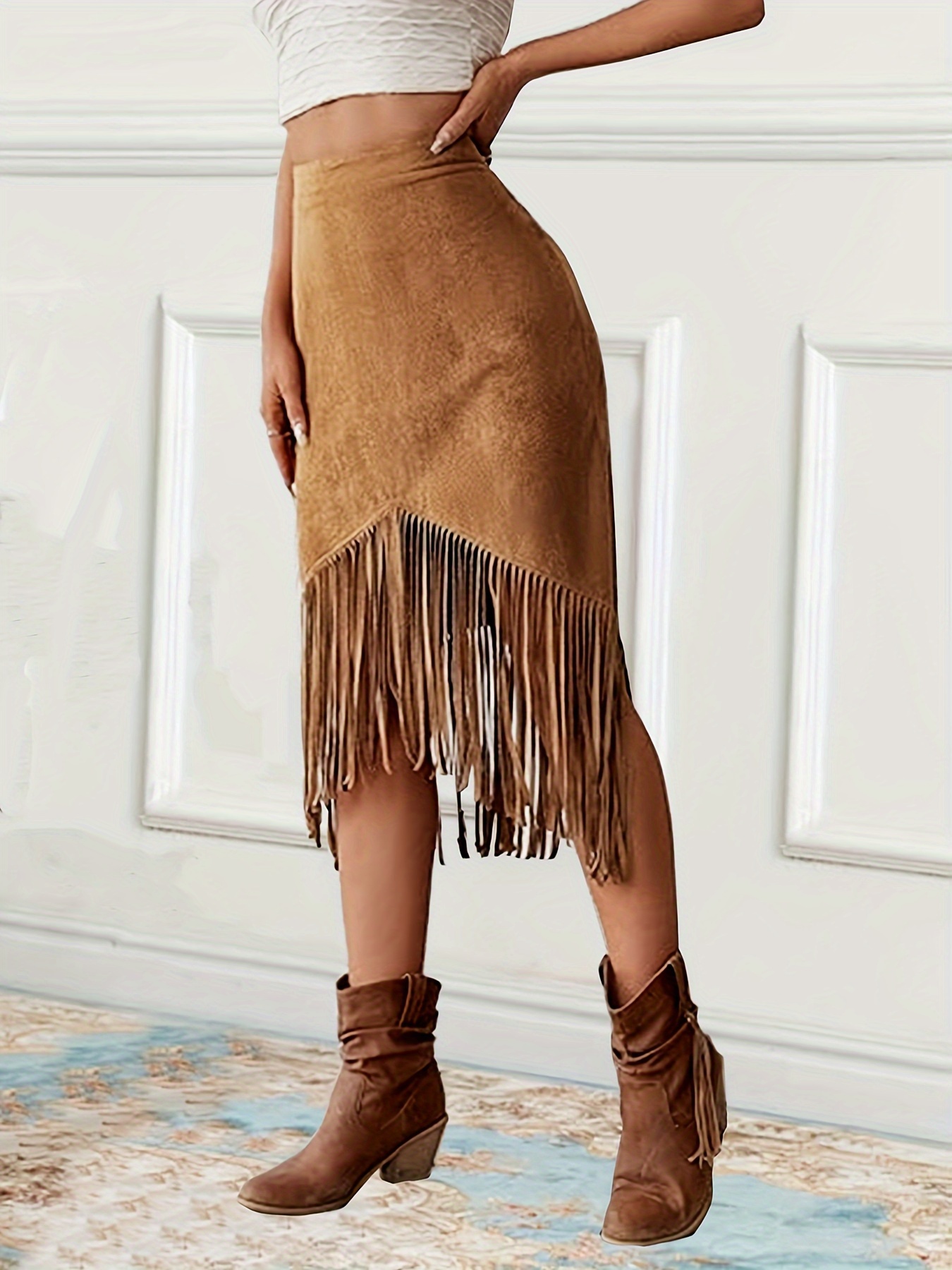 womens vintage western style fringed length skirt Temu Nigeria