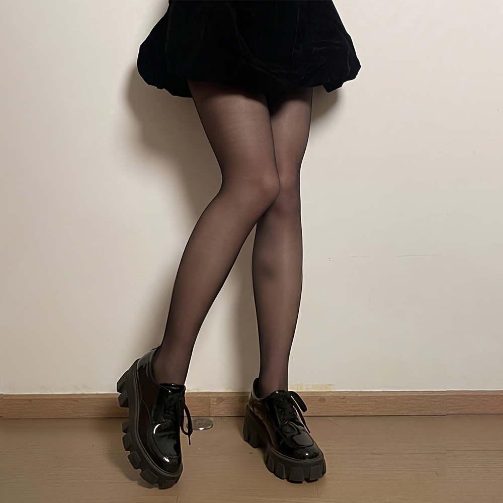 1 Pair Sheer Blacktights For - Slimming High-waisted Pantyhose, Versatile & Elegant, For Teenager