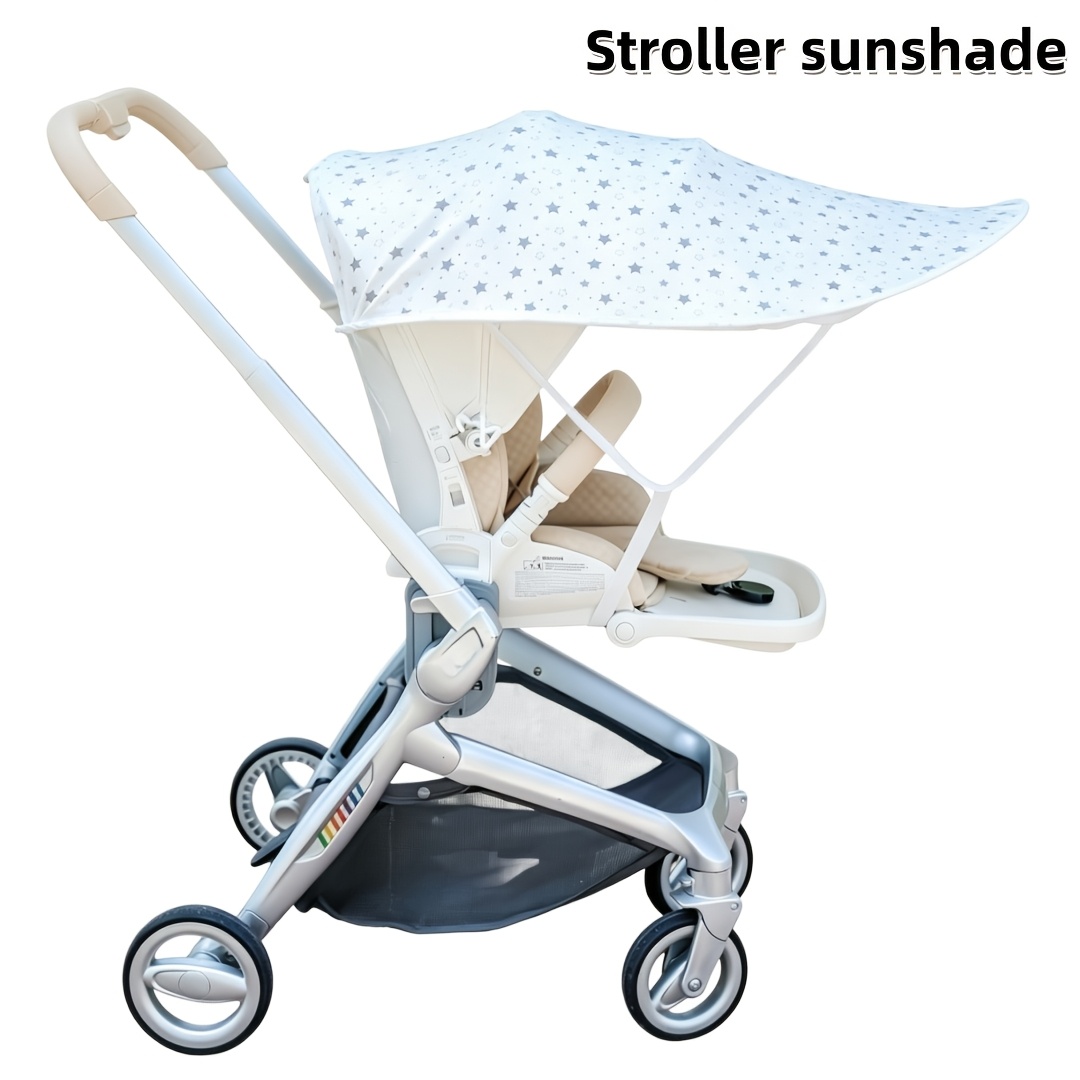 TEMU 【ベビーカー用サンシェード】夏用サンシェード、グレー/ホワイトの星柄、日焼け防止キャノピー、手押しカート用サンシェード（キャノピーのみ）