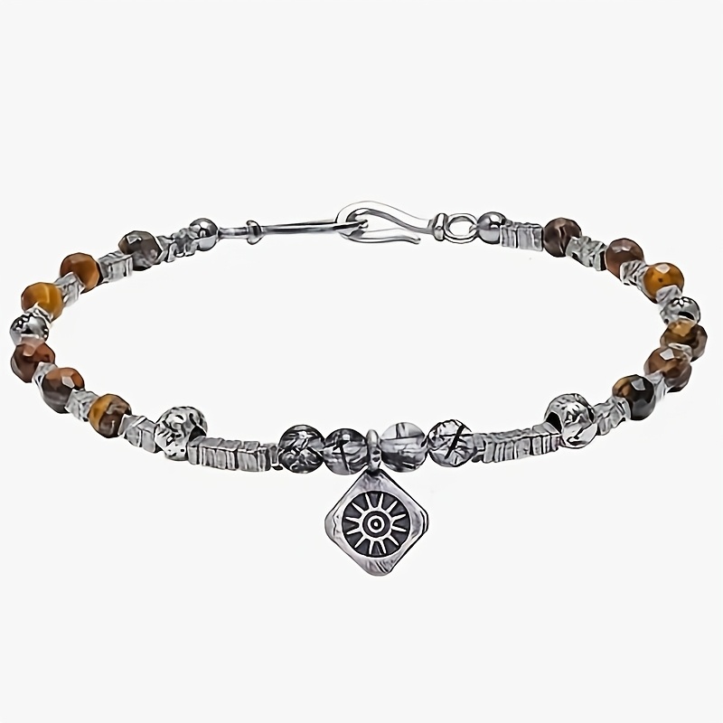 TEMU Bracciale di nicchia da in occhio di tigre, bracciale perline nere, regalo di compleanno per fidanzato 68