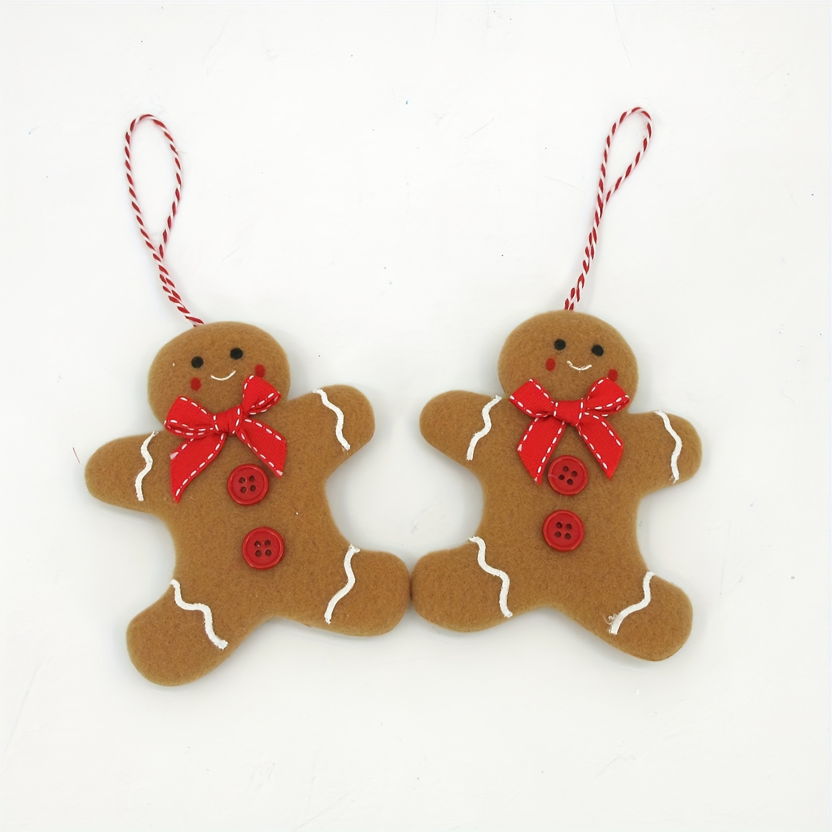 Image of 2d Flat, 5in/12.7cm (2pcs/bag) Pendants, Drops & Finials, Felt 2d Gingerbread Snowman Charms, Perfect Decoration For Christmas/holiday/wedding/birthday Parties, 2d Flat