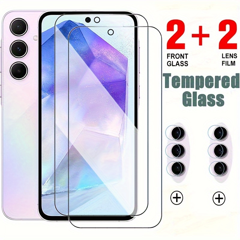 

4pcs/lot [2+2] Hd Clear Tempered Glass Screen Protector+camera Lens Soft Film For Samsung Galaxy A55 A35 5g A25 A15 A05 A05s A14 A24 4g A34 A54 5g