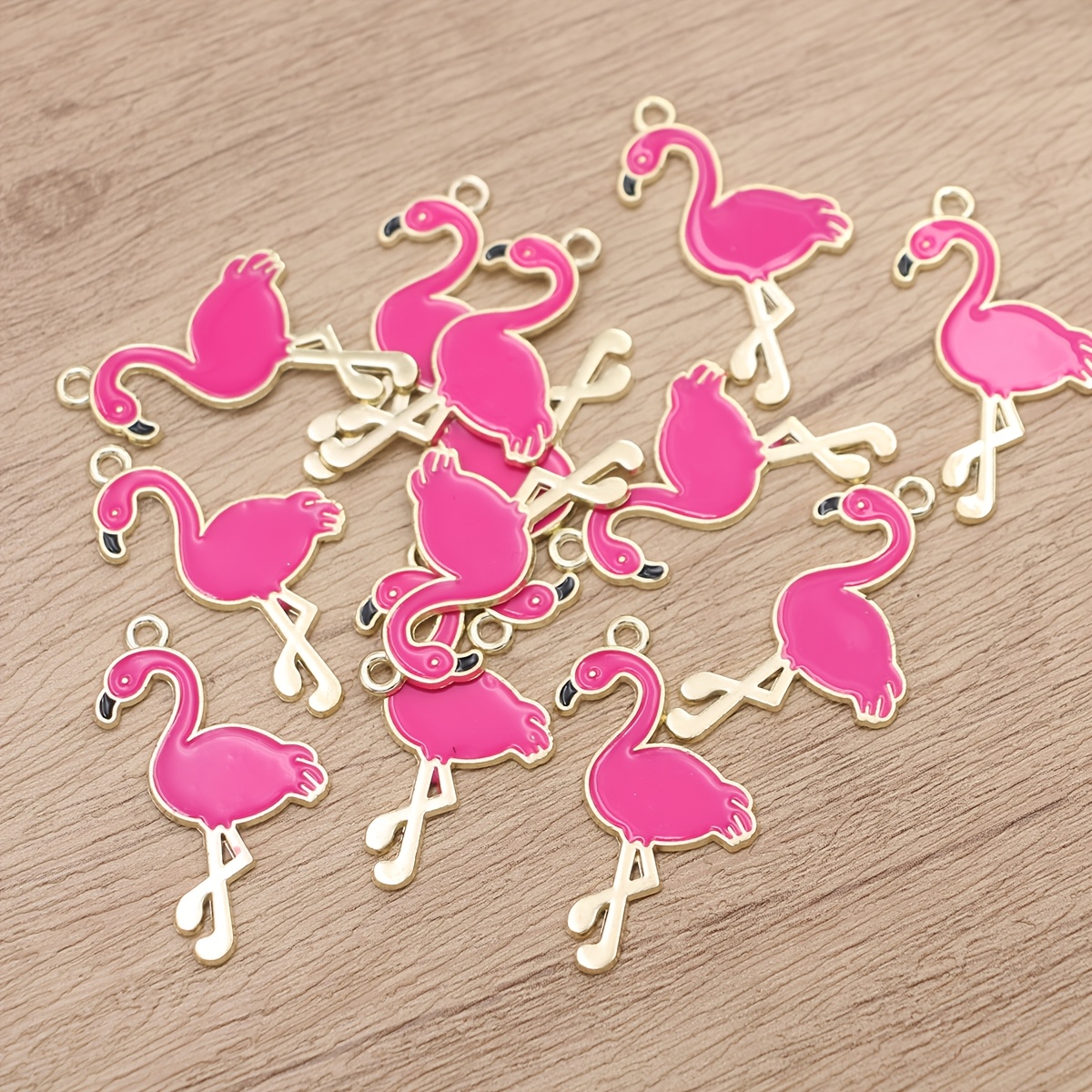 Image of 15pcs Pink Flamingo Pendants For Jewelry Making Diy Necklace Bracelet Earrings Key Chain Accessories Valentine's Day Gift