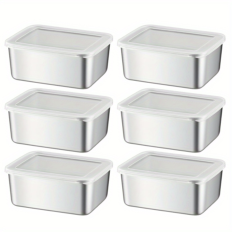 6 pack stainless steel food storage containers with lids leak proof stackable bpa   keeping boxes for kitchen camping picnic   food contact safe no electricity needed details 1