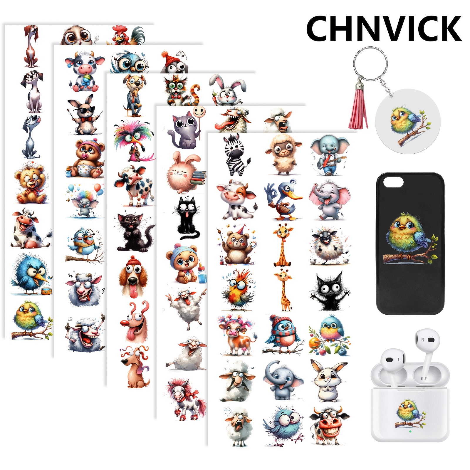 Image of 105pcs/set Funny Uv Dtf Transfer Stickers For Mugs, Cups, Bottles, Crafts, Diy Art - Easy To Apply Diy Crafts High Uv Dtf Transfer Sticker(keychain Not Included)