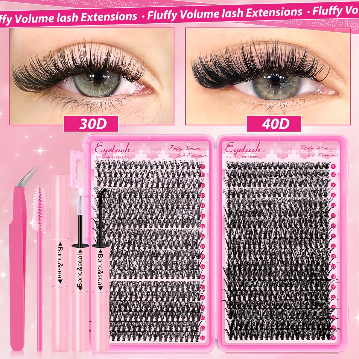 200 720pcs lash extension kit eyelash extension kit with lash   and seal lash tweezers   clusters lash extensions kit wispy individual lashes d   lash extension 30d 40d mixed 9 16mm exquisite gift set   details 0