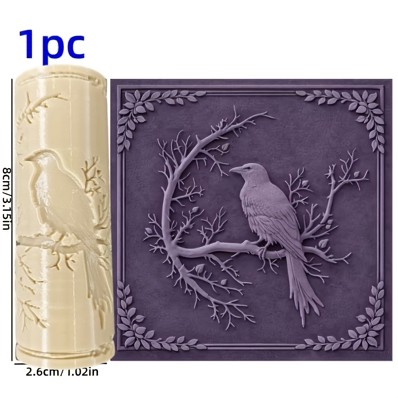 TEMU Crow Texture Embossing Polymer Clay Texture Roller Branch - Embossing Tool On Branches, Suitable For Ceramic, Pottery, Sculpture, Weaving,
