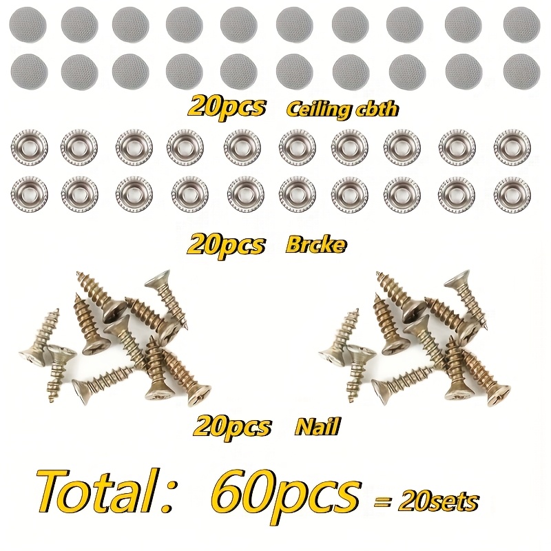E-shop 60 Stück 20 Sets Autodachclips, Dachreparatur-Set, Ein-Knopf-Schraubbefestigungen, Einfache Montage, Kein Kleber Nötig, Verstärkt mit