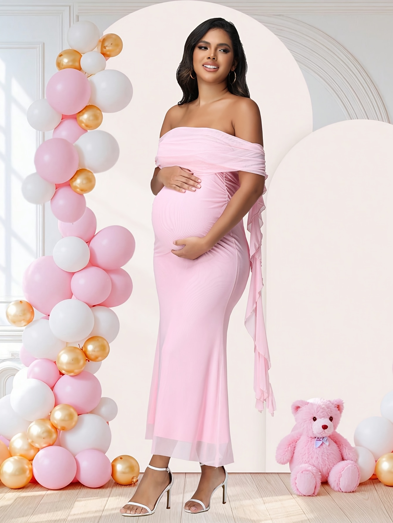 maternity shower dress fall Shop Matilda baby shower blush dress - Maternity lace dress for photoshoot