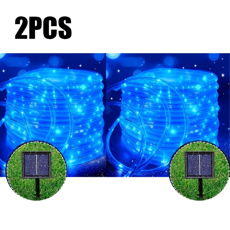 TEMU Outdoor Solar Lights 100 Led - 196-inch Auto Solar String Lights, Ip65 Waterproof, Transparent Waterproof Tube, 8 Lighting , Solar Panel -