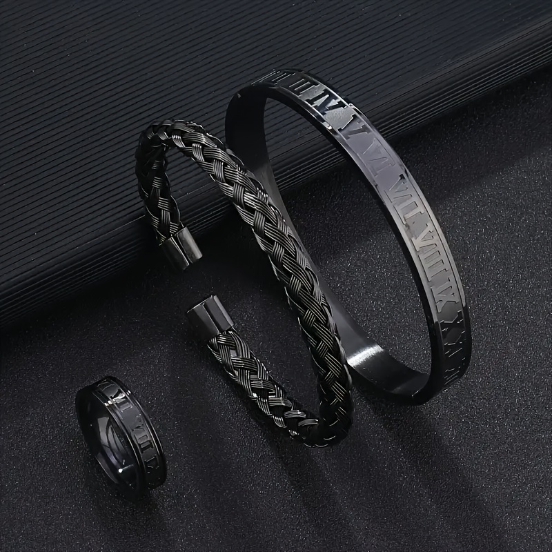 TEMU Tengsure 3pcs Stainless Steel Bracelet & Set - Style,