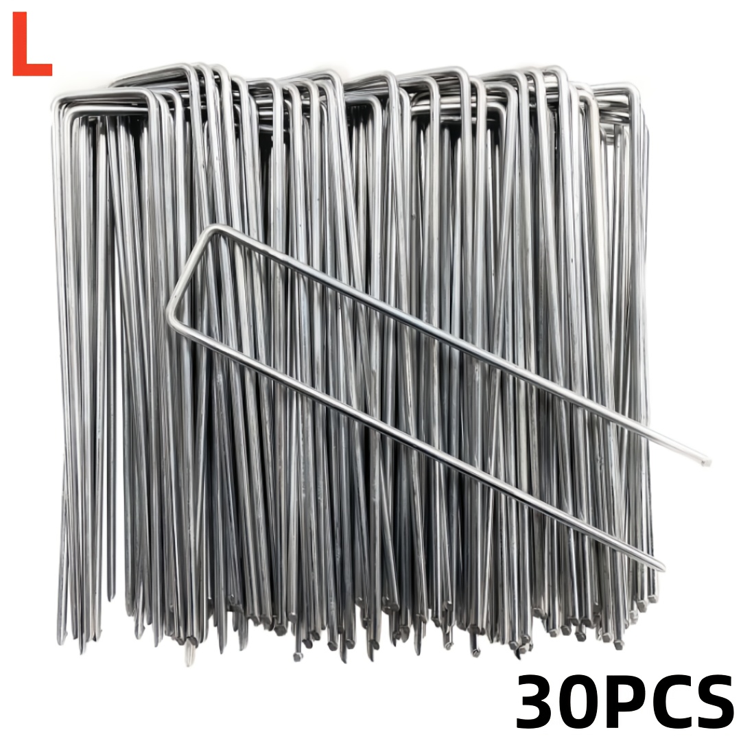 TEMU 30pcs Garden Stakes, Tent Stakes, Galvanized Landscape , Ground Stakes, Used For Landscaping, Barrier Fabric, Irrigation Pipes, Fence Stakes,